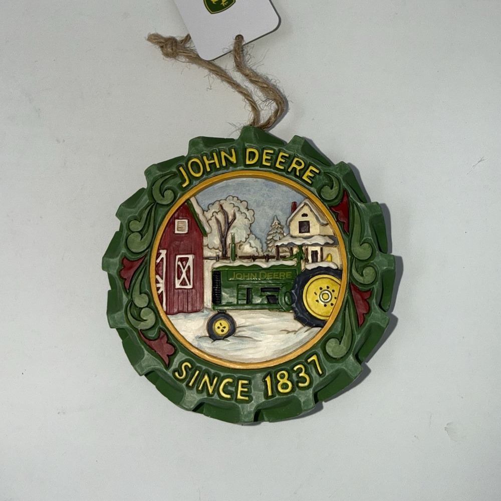 Jim Shore JOHN DEERE TRACTOR TIRE WITH SCENE HANGING ORNAMENT 6017250 NEW 2025